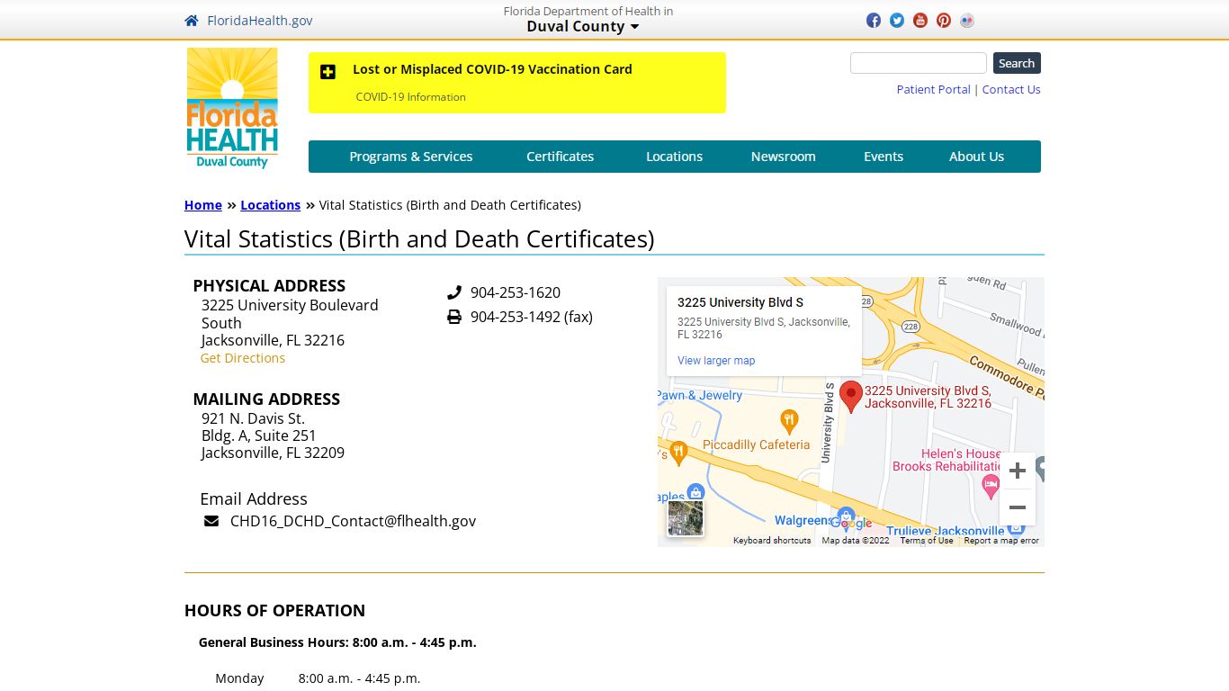 Vital Statistics (Birth and Death Certificates) | Florida Department of ...
